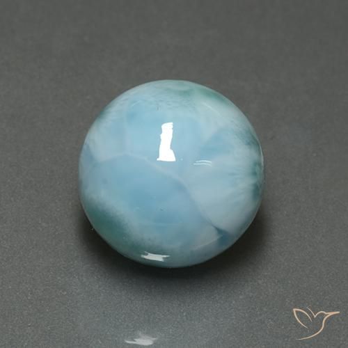 Larimar azul natural 7,32ct, corte redondo, opaco