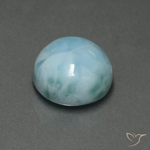 Larimar azul natural 7,32ct, corte redondo, opaco