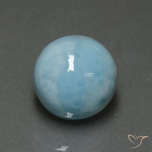 Larimar Azul claro Natural 6.82ct, Redondo, Opaco