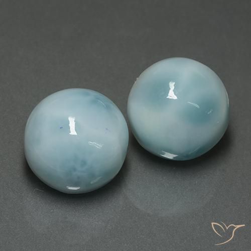Pedras preciosas de Larimar Azul claro natural de 13.42 ct, Corte Redondo, Opaco