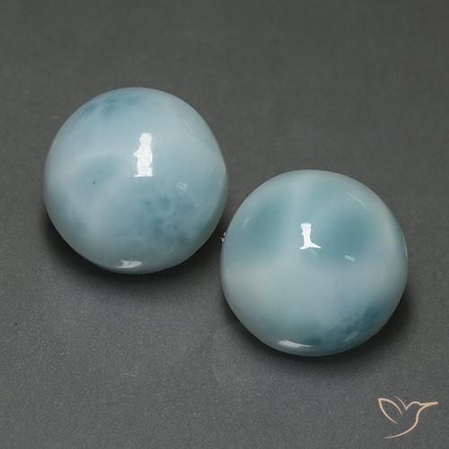 Pedras preciosas de Larimar Azul claro natural de 13.42 ct, Corte Redondo, Opaco