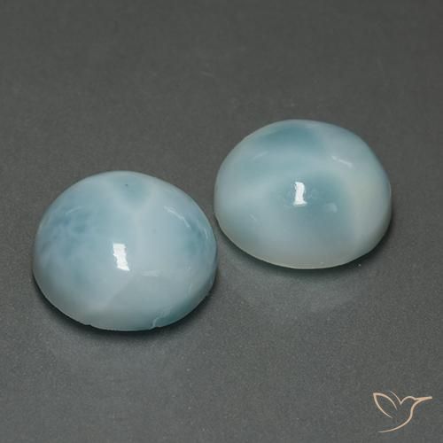 Pedras preciosas de Larimar Azul claro natural de 13.42 ct, Corte Redondo, Opaco