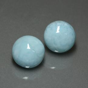 Pedras preciosas de Larimar Azul Esverdeado Claro natural de 12.17 ct, Corte Redondo, Opaco