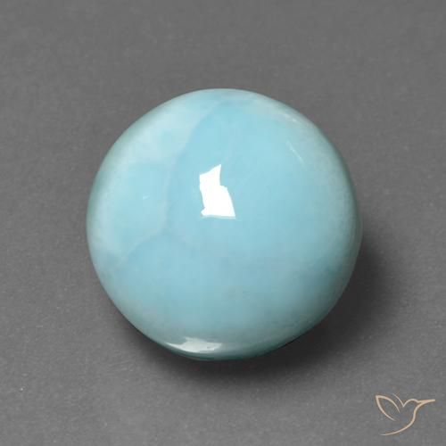 Larimar Azul claro Natural 6.92ct, Redondo, Opaco