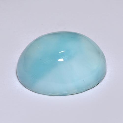 Larimar azul natural 5,63ct, corte oval, opaco