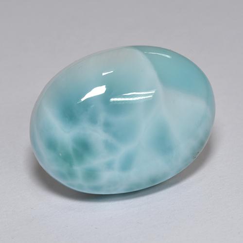 Larimar azul natural 8,82ct, corte oval, opaco