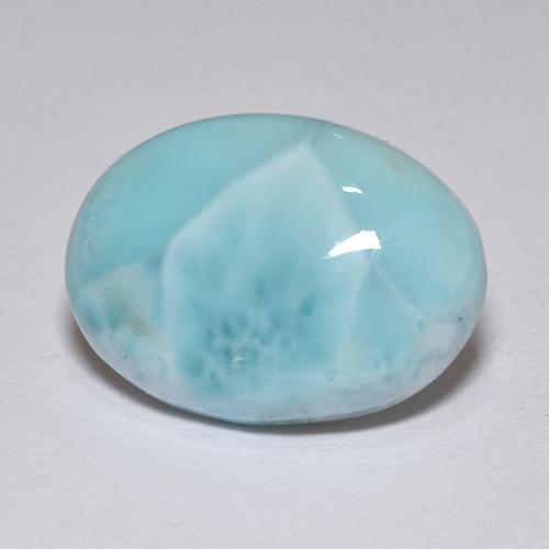 Larimar azul natural 7,36ct, corte oval, opaco