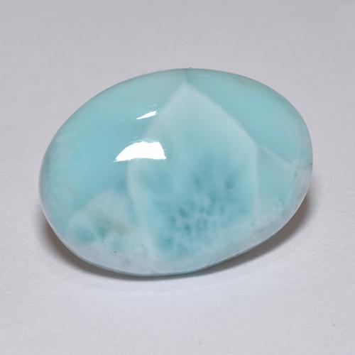 Larimar azul natural 7,36ct, corte oval, opaco