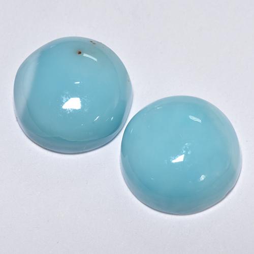 Pedras preciosas de larimar turquesa natural de 7,23 ct, corte redondo, opaco