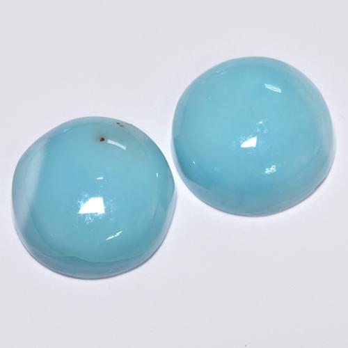 Pedras preciosas de larimar turquesa natural de 7,23 ct, corte redondo, opaco
