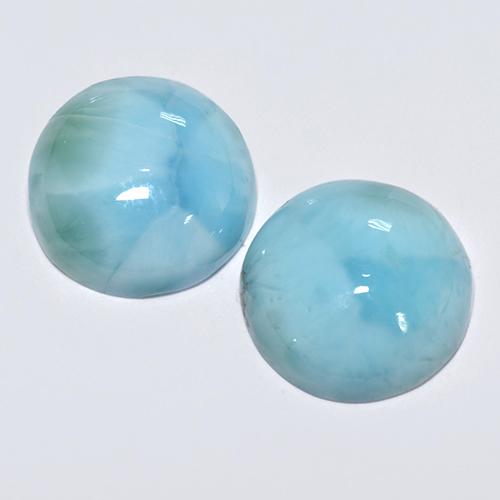 Pedras preciosas de Larimar Azul natural de 6.31 ct, Corte Redondo, Opaco