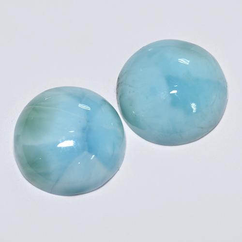 Pedras preciosas de Larimar Azul natural de 6.31 ct, Corte Redondo, Opaco