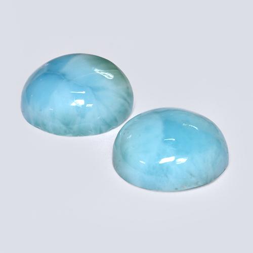 Pedras preciosas de Larimar Azul natural de 6.31 ct, Corte Redondo, Opaco