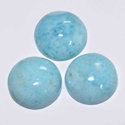 Pedras preciosas de larimar azul natural de 9,93 ct, corte redondo, opaco