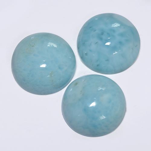 Pedras preciosas de larimar azul natural de 9,93 ct, corte redondo, opaco