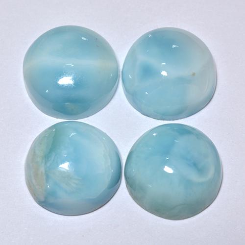 Pedras preciosas de larimar turquesa natural de 14,19 ct, corte redondo, opaco