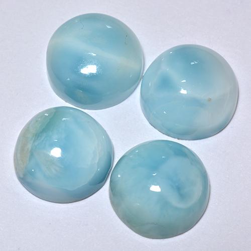 Pedras preciosas de larimar turquesa natural de 14,19 ct, corte redondo, opaco