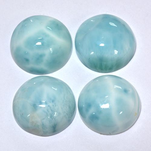 Pedras preciosas de Larimar Azul claro verde natural de 14.04 ct, Corte Redondo, Opaco