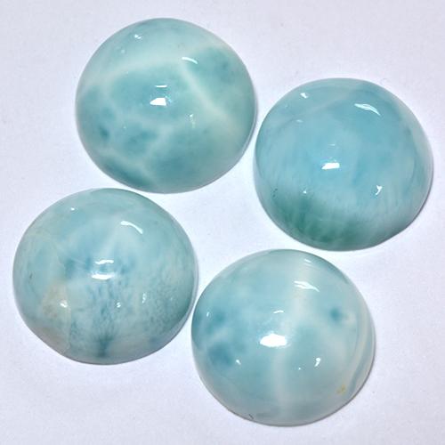 Pedras preciosas de Larimar Azul claro verde natural de 14.04 ct, Corte Redondo, Opaco