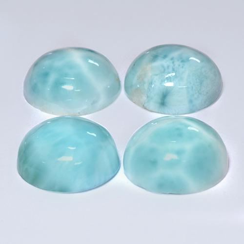 Pedras preciosas de Larimar Azul claro verde natural de 14.04 ct, Corte Redondo, Opaco