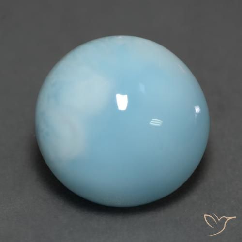 Larimar Aqua Blue Natural 6.20ct, Redondo, Translúcido