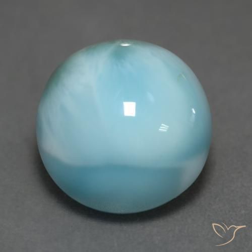 Larimar Verde Azul Brilhante Natural 6.33ct, Redondo, Opaco