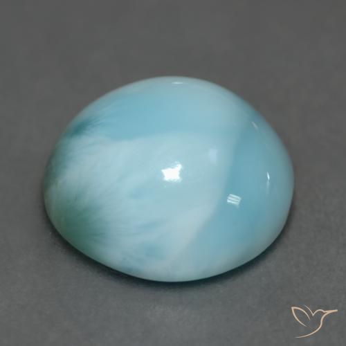 Larimar Verde Azul Brilhante Natural 6.33ct, Redondo, Opaco