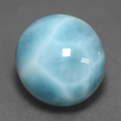 Larimar Azul claro verde Natural 5.77ct, Corte Redondo, Opaco