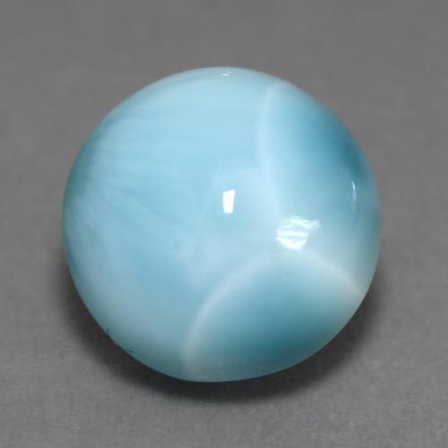 Larimar azul natural 6,39ct, corte redondo, opaco