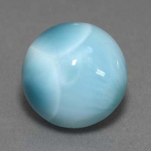 Larimar azul natural 6,39ct, corte redondo, opaco