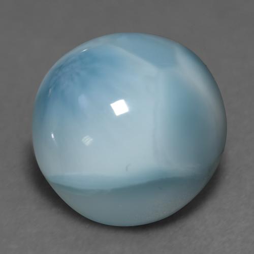 Larimar azul natural 6,54ct, corte redondo, opaco