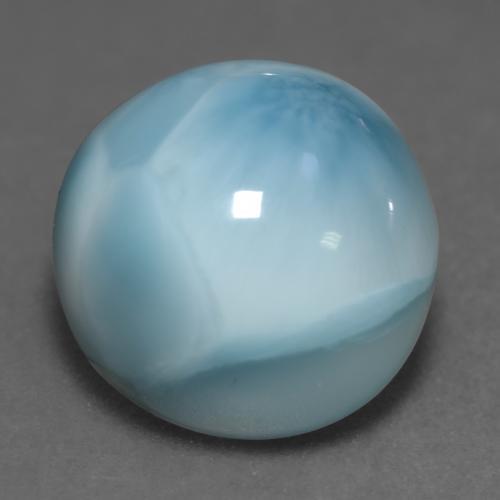 Larimar azul natural 6,54ct, corte redondo, opaco