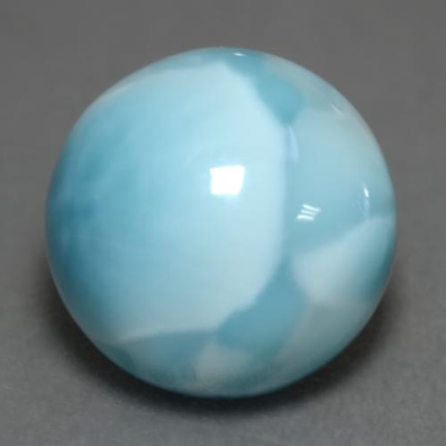 Larimar azul natural 7,07ct, corte redondo, opaco