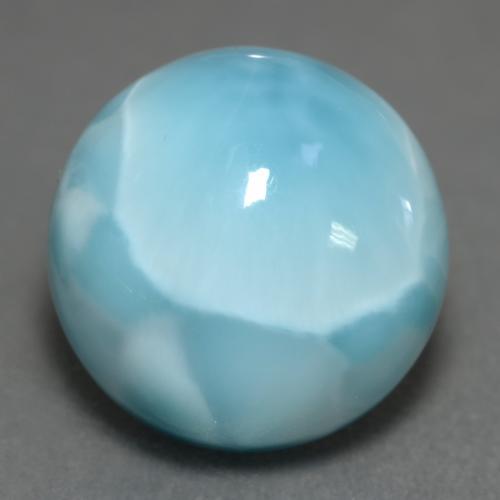 Larimar azul natural 7,07ct, corte redondo, opaco