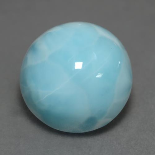 Larimar azul natural 6,64ct, corte redondo, opaco