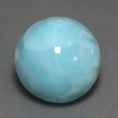 Larimar azul natural 6,64ct, corte redondo, opaco
