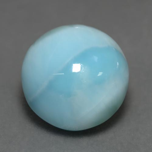 Larimar azul natural 6,45ct, corte redondo, opaco
