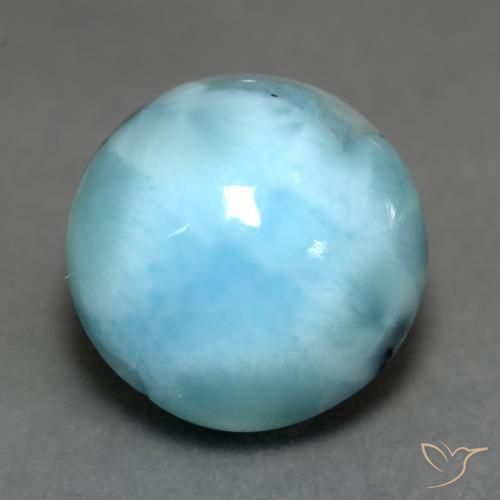 Larimar Azul claro Natural 6.50ct, Redondo, Opaco