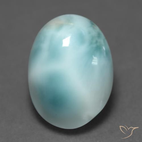 Larimar Azul claro verde Natural 4.82ct, oval, Translúcido