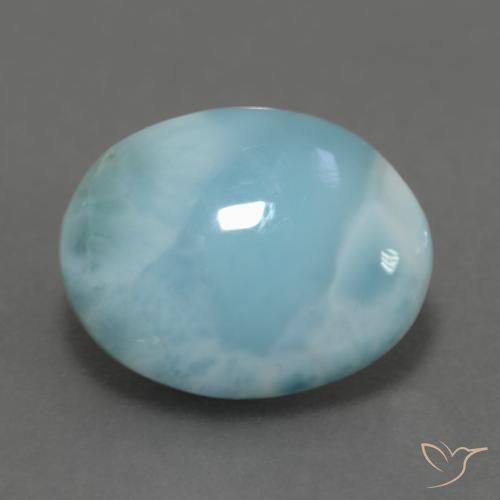 Larimar Azul claro verde Natural 6.28ct, oval, Opaco