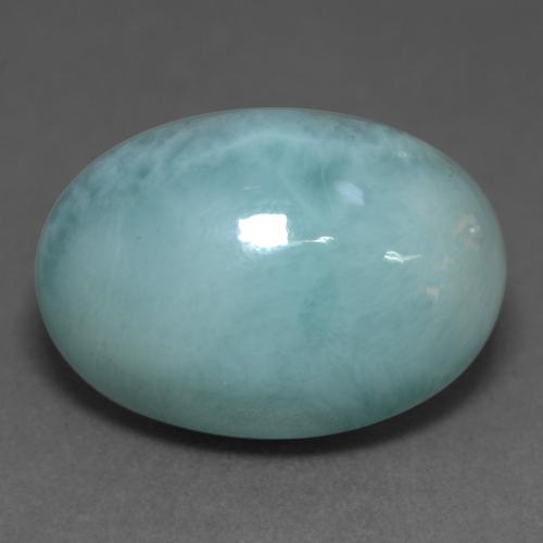 Larimar Azul Esverdeado Claro Natural 12.44ct, Corte Oval, Opaco
