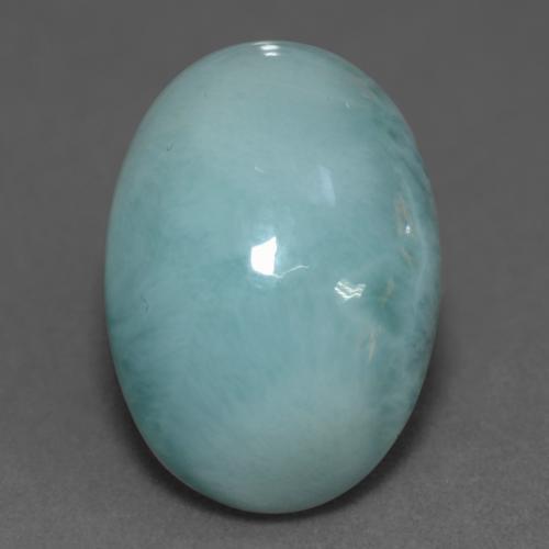Larimar Azul Esverdeado Claro Natural 12.44ct, Corte Oval, Opaco