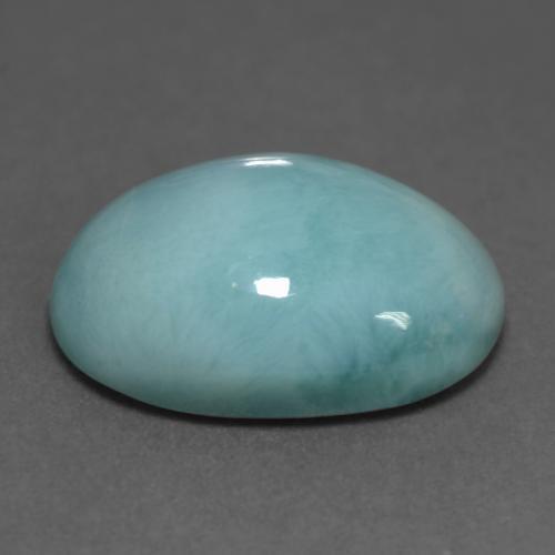 Larimar Azul Esverdeado Claro Natural 12.44ct, Corte Oval, Opaco