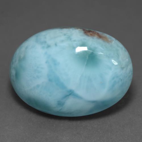 Larimar Azul Esverdeado Claro Natural 12.36ct, Corte Oval, Opaco