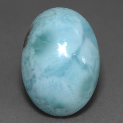Larimar Azul Esverdeado Claro Natural 12.36ct, Corte Oval, Opaco