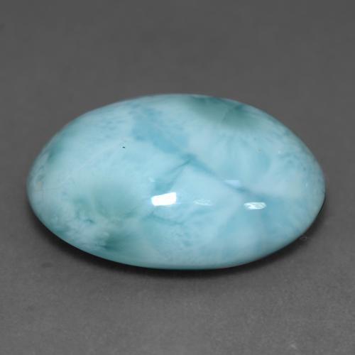 Larimar Azul Esverdeado Claro Natural 12.36ct, Corte Oval, Opaco