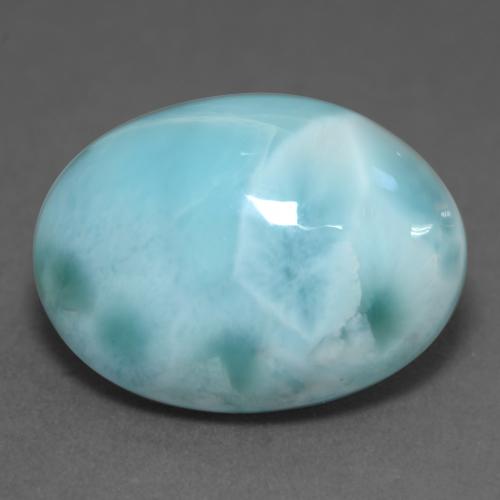 Larimar Azul Esverdeado Claro Natural 10.11ct, Corte Oval, Opaco