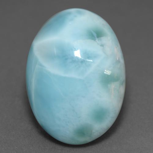 Larimar Azul Esverdeado Claro Natural 10.11ct, Corte Oval, Opaco
