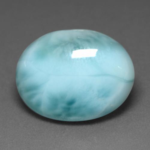 Larimar Verde Azul Brilhante Natural 7.68ct, Corte Oval, Opaco