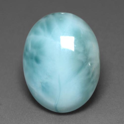 Larimar Verde Azul Brilhante Natural 7.68ct, Corte Oval, Opaco